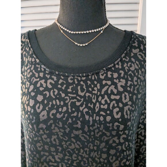Jane + Delancey Sweatshirt Women's 1X Black Cheetah Print Leopard Metallic Comfy - Picture 2 of 13
